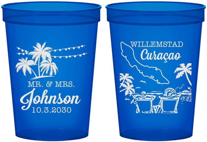 Custom Wedding 16 oz Translucent Cups - Curacao | 521