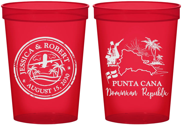 Custom Wedding 16 oz Translucent Cups - Domincan Republic | 523