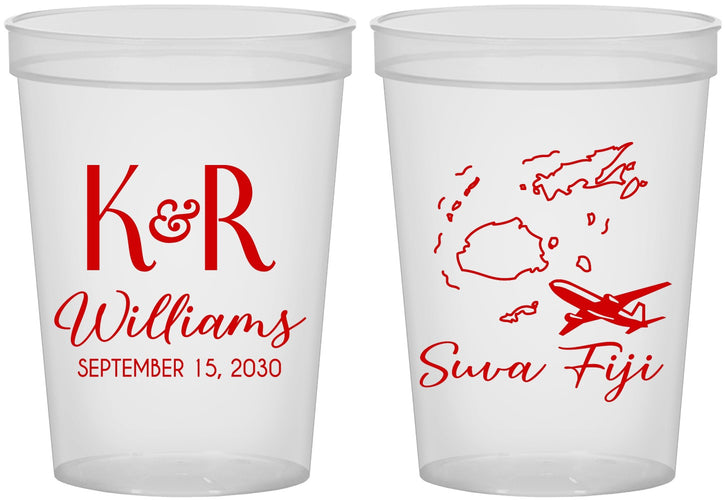 Custom Wedding 16 oz Translucent Cups - Fiji | 524
