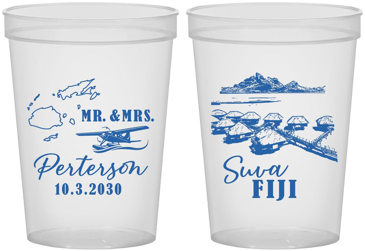 Custom Wedding 16 oz Translucent Cups - Fiji | 525