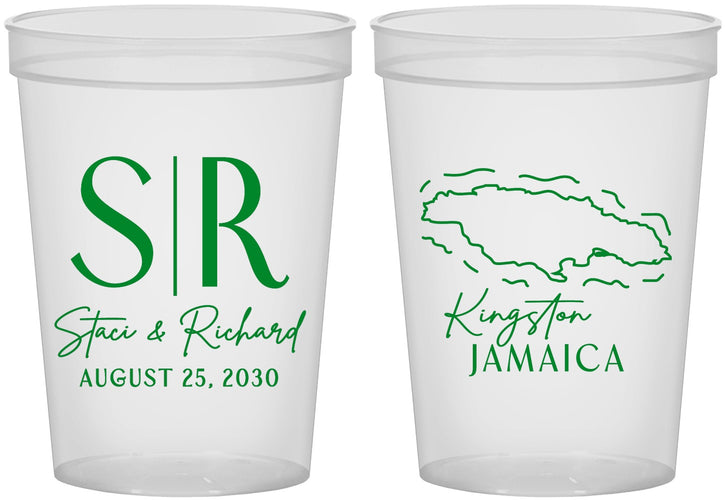 Custom Wedding 16 oz Translucent Cups - Jamaica | 530