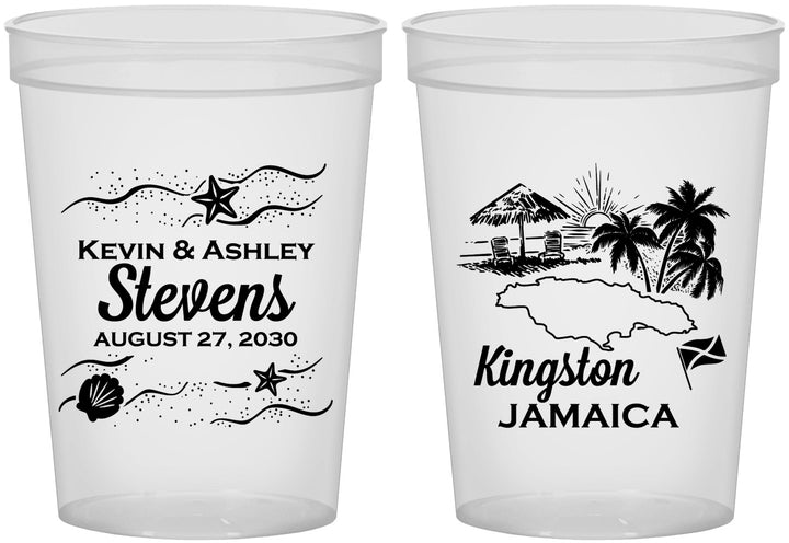 Custom Wedding 16 oz Translucent Cups - Jamaica | 531