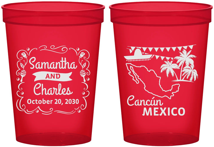 Custom Wedding 16 oz Translucent Cups - Mexico | 535