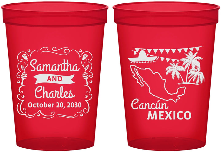 Custom Wedding 16 oz Translucent Cups - Mexico | 535