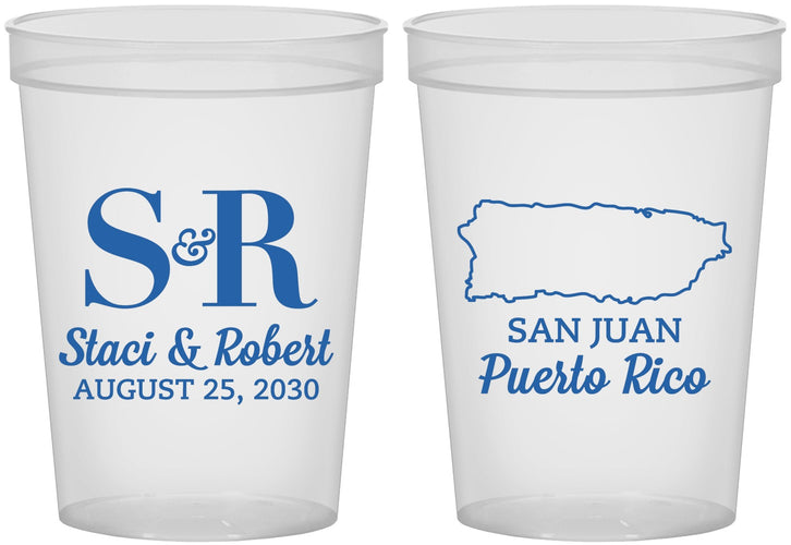 Custom Wedding 16 oz Translucent Cups - Puerto Rico | 538