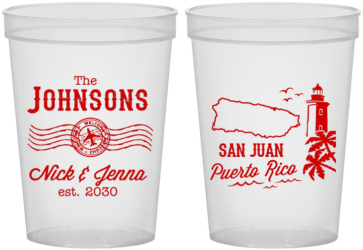 Custom Wedding 16 oz Translucent Cups - Puerto Rico | 539