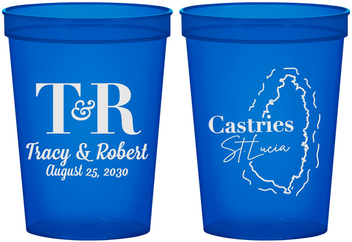 Custom Wedding 16 oz Translucent Cups - St Lucia | 540