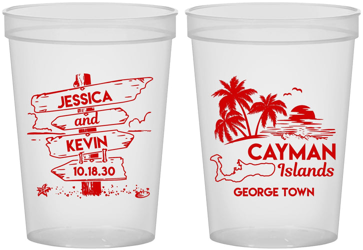 Custom Wedding 16 oz Translucent Cups - Cayman Island | 545