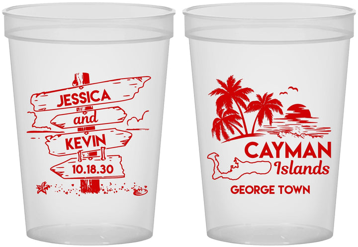Custom Wedding 16 oz Translucent Cups - Cayman Island | 545