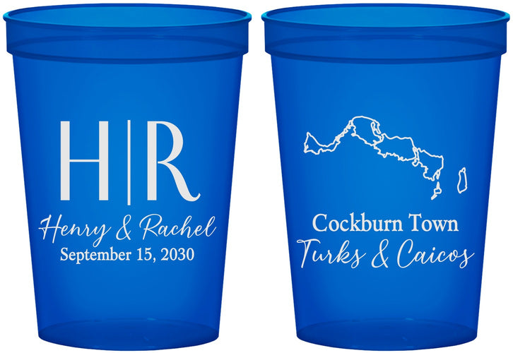 Custom Wedding 16 oz Translucent Cups - Turks And Caicos | 546