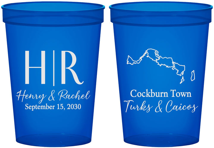Custom Wedding 16 oz Translucent Cups - Turks And Caicos | 546