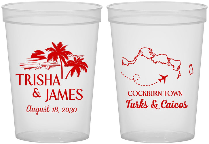 Custom Wedding 16 oz Translucent Cups - Turks And Caicos | 547