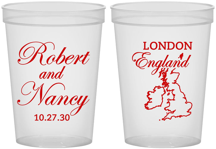 Custom Wedding 16 oz Translucent Cups - England | 548