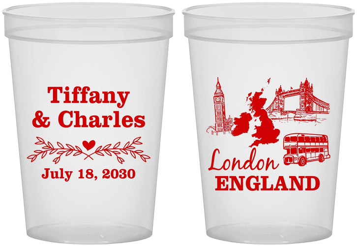 Custom Wedding 16 oz Translucent Cups - England | 549