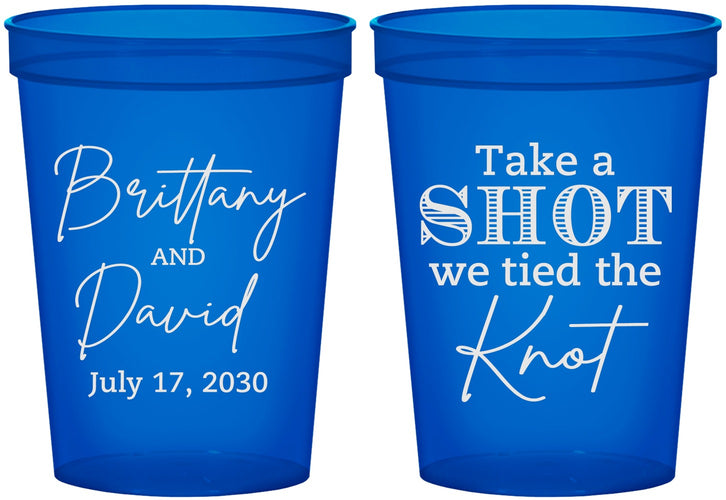 Custom Wedding 16 oz Translucent Cups - Take A Shot We Tied The Knot | 550