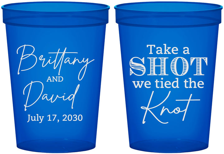 Custom Wedding 16 oz Translucent Cups - Take A Shot We Tied The Knot | 550