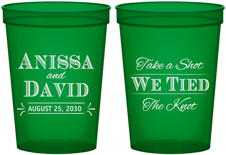 Custom Wedding 16 oz Translucent Cups - Take A Shot We Tied The Knot | 551