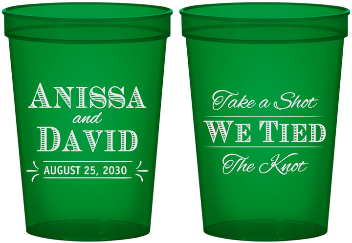 Custom Wedding 16 oz Translucent Cups - Take A Shot We Tied The Knot | 551