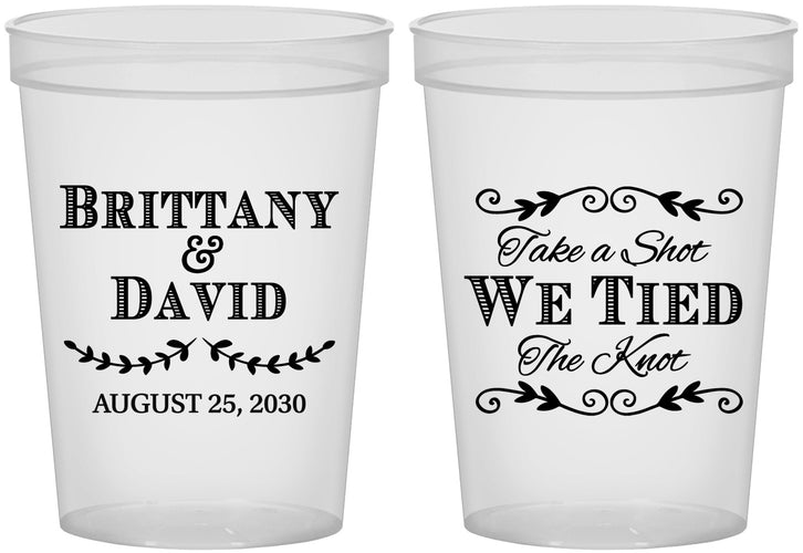 Custom Wedding 16 oz Translucent Cups - Take A Shot We Tied The Knot | 552