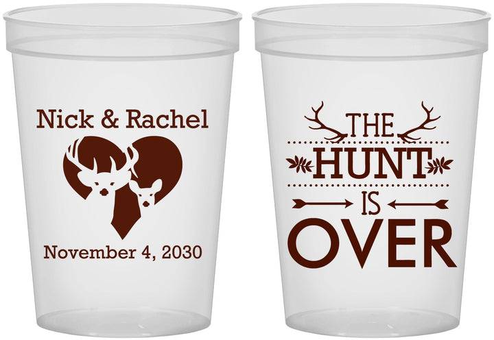 Custom Wedding 16 oz Translucent Cups - The Hunt Is Over | 554
