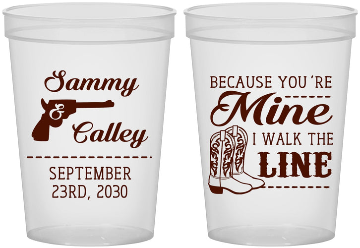 Custom Wedding 16 oz Translucent Cups - I Walk The Line | 555