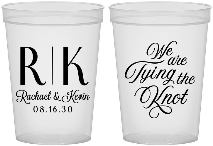 Custom Wedding 16 oz Translucent Cups - Monogram Tying Knot | 559