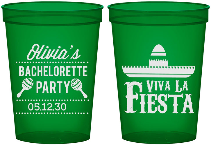 Custom Bachelorette 16 oz Translucent Cups - Viva La Fiesta | 60001