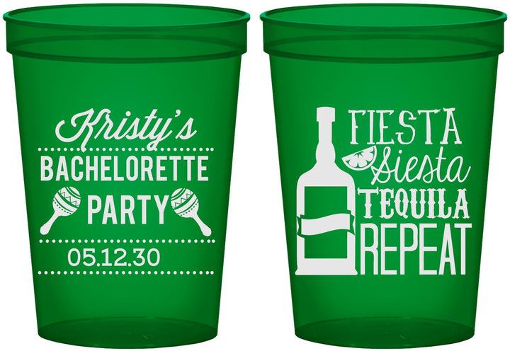 Custom Bachelorette 16 oz Translucent Cups - Fiesta Siesta Tequila Repeat | 60002