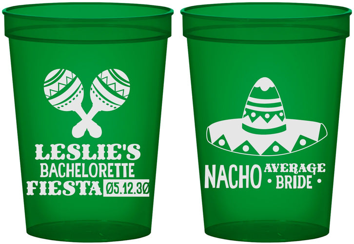 Custom Bachelorette 16 oz Translucent Cups - Nacho Average Bride | 60007