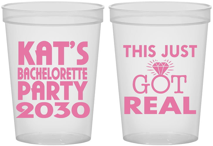 Custom Bachelorette 16 oz Translucent Cups - This Just Got Real | 60013