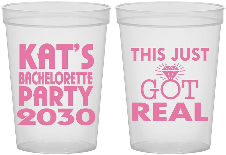 Custom Bachelorette 16 oz Translucent Cups - This Just Got Real | 60013