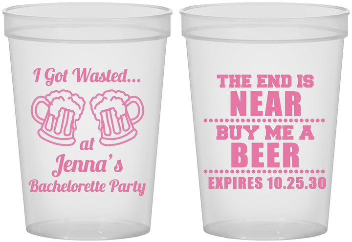 Custom Bachelorette 16 oz Translucent Cups - I Got Wasted | 60015
