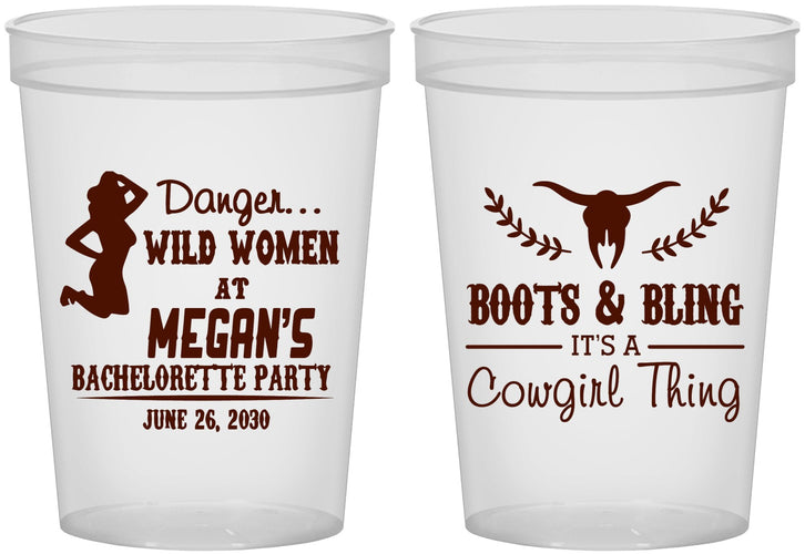 Custom Bachelorette 16 oz Translucent Cups - Boots And Bling | 60023