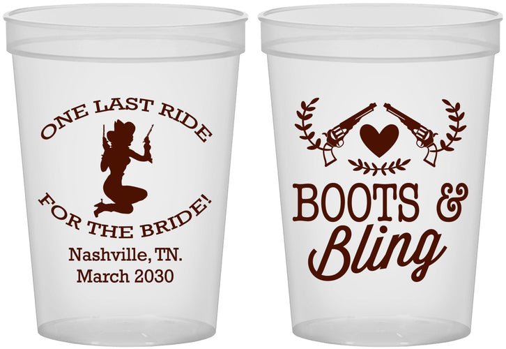 Custom Bachelorette 16 oz Translucent Cups - One Last Ride | 60024