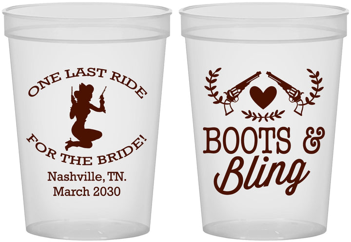 Custom Bachelorette 16 oz Translucent Cups - One Last Ride | 60024