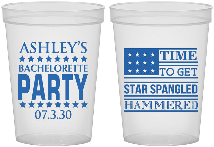 Custom Bachelorette 16 oz Translucent Cups - Star Spangled Hammered | 60025