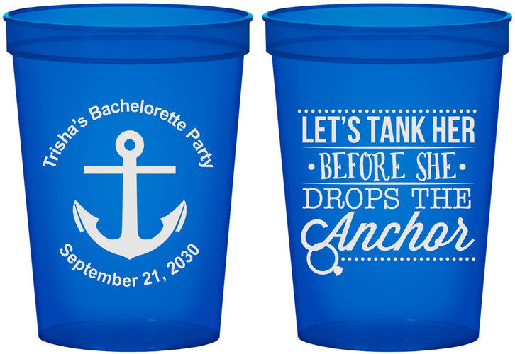 Custom Bachelorette 16 oz Translucent Cups - Tank Her Drop Anchor | 60026