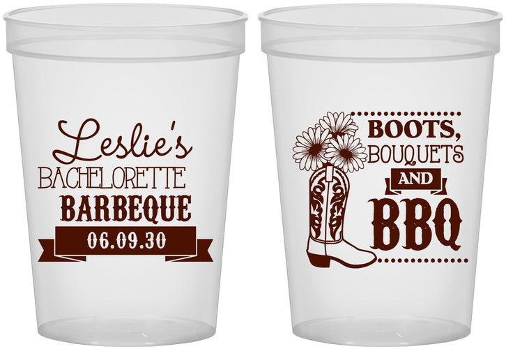 Custom Bachelorette 16 oz Translucent Cups - Boots Bouquets Bbq | 60035