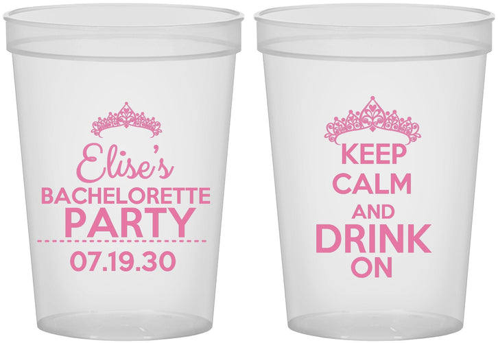 Custom Bachelorette 16 oz Translucent Cups - Keep Calm Drink On | 60036