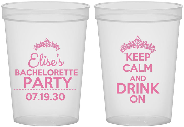 Custom Bachelorette 16 oz Translucent Cups - Keep Calm Drink On | 60036