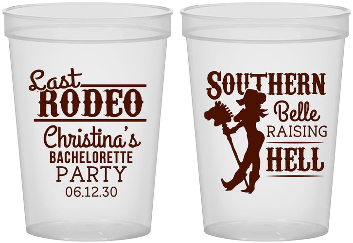 Custom Bachelorette 16 oz Translucent Cups - Raising Hell Last Rodeo | 60042