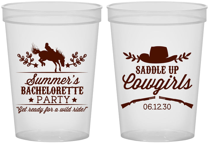 Custom Bachelorette 16 oz Translucent Cups - Saddle Up Cowgirls | 60045