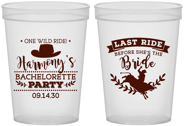 Custom Bachelorette 16 oz Translucent Cups - Last Ride Before Bride | 60046