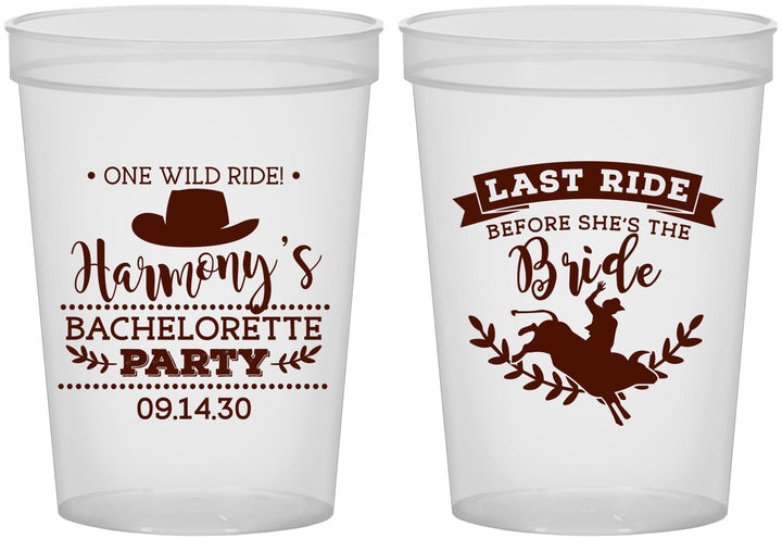 Custom Bachelorette 16 oz Translucent Cups - Last Ride Before Bride | 60046