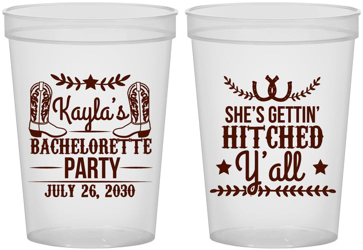 Custom Bachelorette 16 oz Translucent Cups - Getting Hitched Yall | 60047