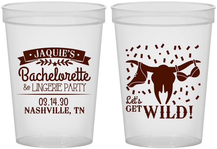 Custom Bachelorette 16 oz Translucent Cups - Lets Get Wild Cowgirl | 60048