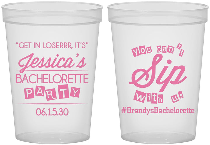 Custom Bachelorette 16 oz Translucent Cups - Cant Sip With Us | 60050