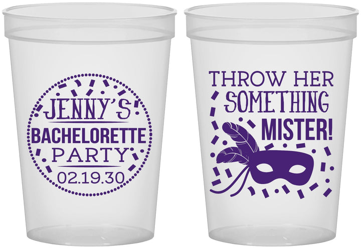 Custom Bachelorette 16 oz Translucent Cups - Mardi Gras | 60055