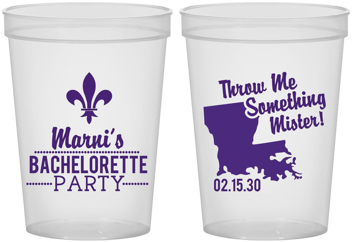 Custom Bachelorette 16 oz Translucent Cups - Mardi Gras | 60056