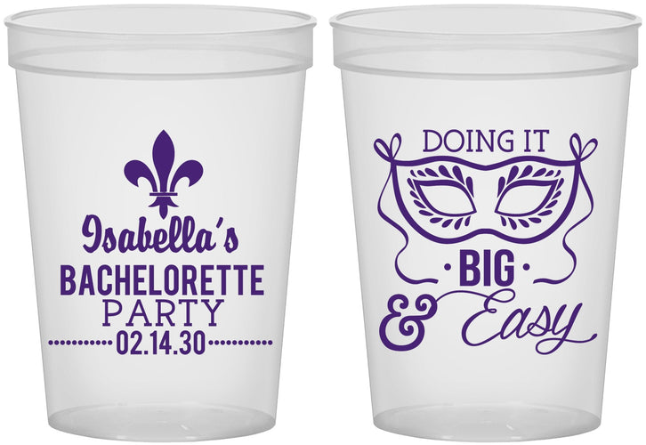 Custom Bachelorette 16 oz Translucent Cups - Mardi Gras | 60059